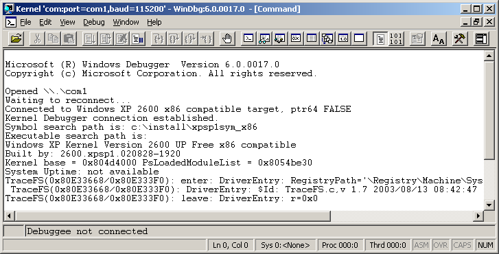 Windows NT Remote Kernel Debug Mode During System Boot